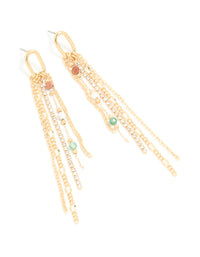 Gold Plated Multicoloured Semi Precious Stone Cup Chain Earrings - link has visual effect only