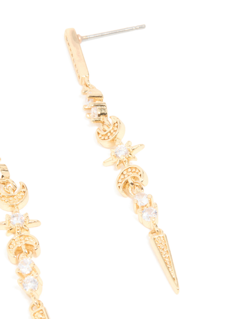 Gold Plated Cubic Zirconia Celestial Linear Earrings
