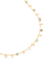Gold Plated Multicoloured Semi Precious Stone Droplet Necklace - link has visual effect only
