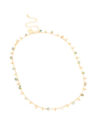 Gold Plated Multicoloured Semi Precious Stone Droplet Necklace - link has visual effect only