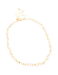 Gold Plated Rose Quartz Chip Triangle Necklace - link has visual effect only