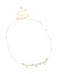 Gold Plated Mixed Blue Semi Precious Stone Teardrop Necklace - link has visual effect only