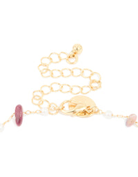 Gold Plated Semi Precious Stones & Pearls Alternating Necklace - link has visual effect only