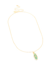 Gold Plated Green Aventurine Wrapped Pendant Necklace - link has visual effect only