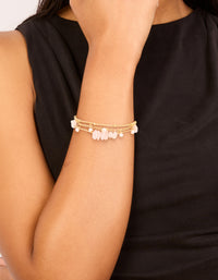 Gold Plated Rose Quartz & Pearl Chain Layered Bracelet - link has visual effect only