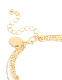 Gold Plated Rose Quartz & Pearl Chain Layered Bracelet - link has visual effect only