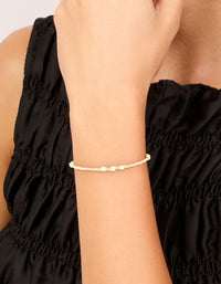 Gold Plated Freshwater Pearl Dainty Beaded Bracelet - link has visual effect only