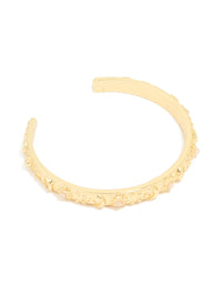 Gold Plated Rose Quartz Celestial Open Wrist Cuff - link has visual effect only