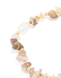 Gold Plated Mixed Semi Precious Stone & Pearl Stretch Bracelet - link has visual effect only