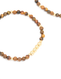 Gold Plated Tigers Eye Stretch Bracelets 2-Pack - link has visual effect only