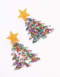 Gold Glitter Xmas Tree Earrings - link has visual effect only
