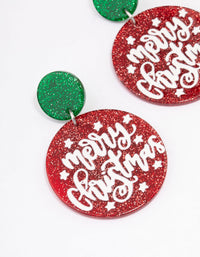 Red Acrylic Merry Xmas Drop Earrings - link has visual effect only