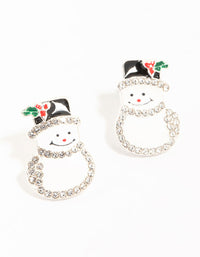 Mixed Metal Diamante Snowman Earrings - link has visual effect only