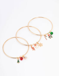Gold Mixed Festive Charm Bangles 3-Pack - link has visual effect only