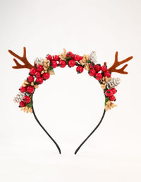 Fabric Reindeer Forest Wreath Headband - link has visual effect only