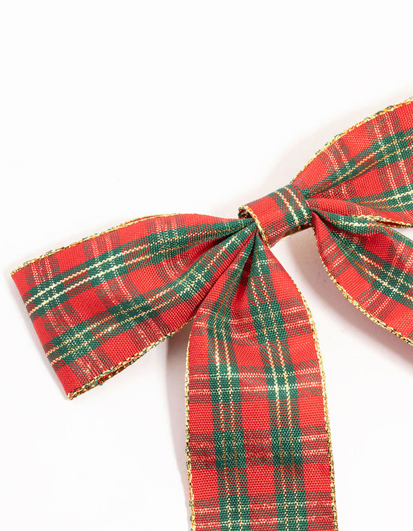 Tartan Fabric Bow Hair Clip