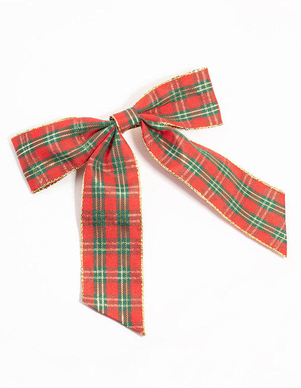 Tartan Fabric Bow Hair Clip