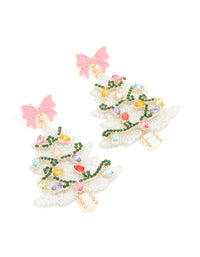 Acrylic Multicoloured Diamante Light Festive Tree Drop Earrings - link has visual effect only
