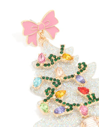 Acrylic Multicoloured Diamante Light Festive Tree Drop Earrings - link has visual effect only