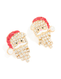Gold Diamante Santa Stud Earrings - link has visual effect only