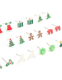 Silver Festive Tree & Bell Earrings 12-Pack - link has visual effect only