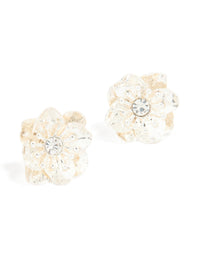 Silver Diamante Flower Stud Earrings - link has visual effect only