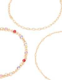 Gold Diamante Circle & Chain Bracelets 3-Pack - link has visual effect only