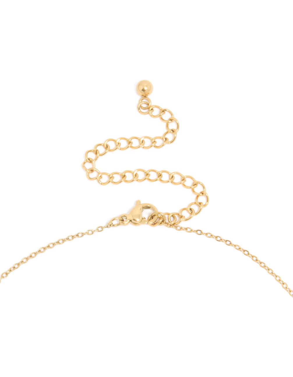 Explore waterproof large cross pendant necklace with balls in gold plated stainless steel in a dainty style clasp detail view