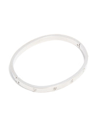 Waterproof Stainless Steel Diamante Hinged Bangle - link has visual effect only