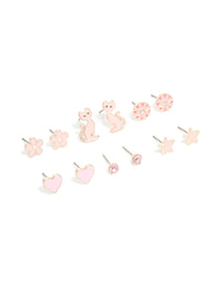 Kids Rose Gold Star & Heart Stud Earrings 6-Pack - link has visual effect only