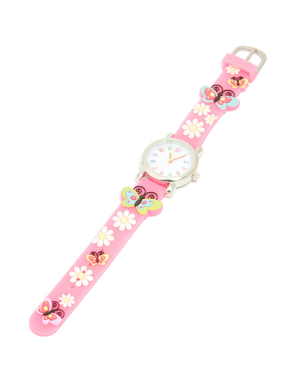 Kids Pink Butterfly & Daisy Watch