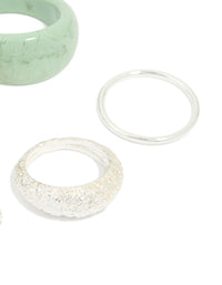 Silver Acrylic Bubble Stacking Rings 5-Pack - link has visual effect only