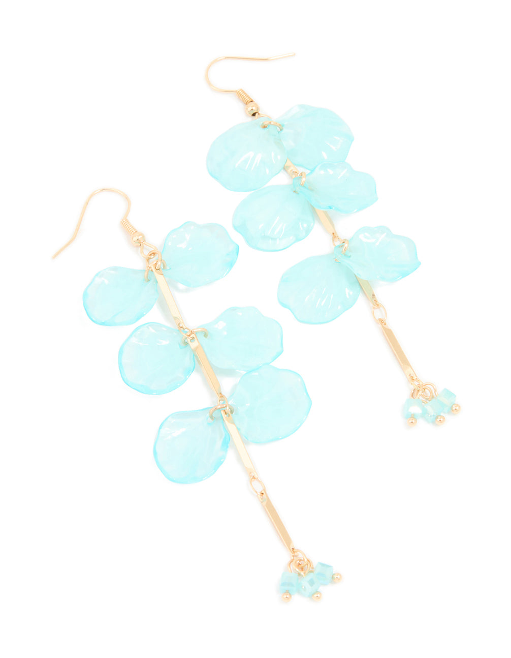 Gold Blue Acrylic Petal Drop Earrings Lovisa gold-blue-acrylic-petal-drop-earrings-lovisa