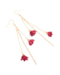 Gold Red Mesh Flower Cup Chain Drop Earrings - link has visual effect only