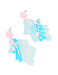 Blue Acrylic Hollow Ghost & Flower Drop Earrings - link has visual effect only
