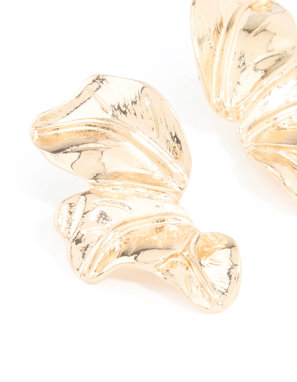 Gold Flower Fan Stud Earrings