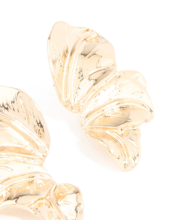 Gold Flower Fan Stud Earrings