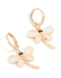 Gold Dragonfly Drop Huggie Earrings - link has visual effect only