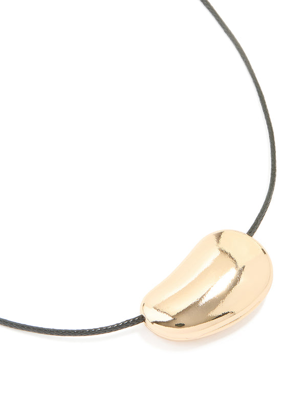 Gold Pebble Cord Medium Pendant Necklace