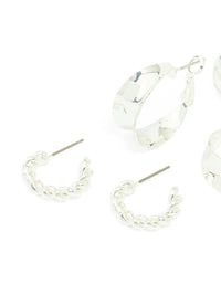 Silver Textured Hoop Earrings 3-Pack - link has visual effect only