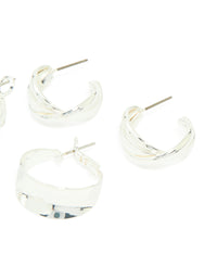 Silver Textured Hoop Earrings 3-Pack - link has visual effect only