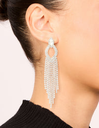 Silver Diamante Pear Tassel Drop Earrings - link has visual effect only