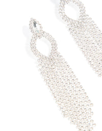 Silver Diamante Pear Tassel Drop Earrings - link has visual effect only
