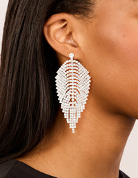 Silver Diamante Feather Drop Earrings - link has visual effect only