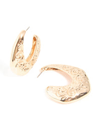Gold Textured Swirl Large Hoop Earrings - link has visual effect only