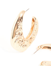 Gold Textured Swirl Large Hoop Earrings - link has visual effect only