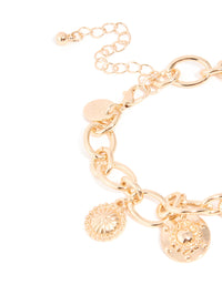 Gold Chunky Cross & Heart Charm Bracelet - link has visual effect only