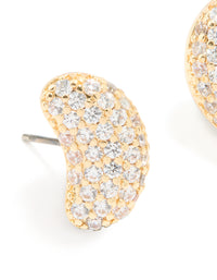 Gold Plated Brass Cubic Zirconia Pavé Pebble Stud Earrings - link has visual effect only