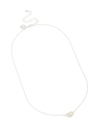 Silver Plated Cubic Zirconia Small Pebble Pendant Necklace - link has visual effect only