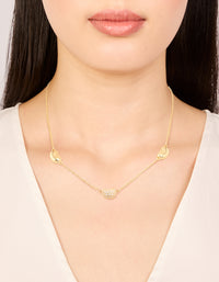 Gold Plated Cubic Zirconia Triple Pebble Pendant Necklace - link has visual effect only